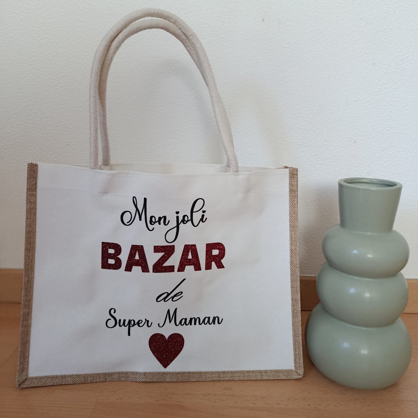 Sac cabas "Mon joli bazar de Super Maman"