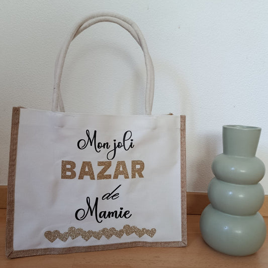 Sac cabas "Mon joli bazar de Mamie"